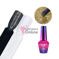 Top Coat Hollywood MollyLac cu particule pentru lacuri hibride UV/LED de 10g NO WIPE - 42061 Gold 